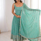 Glorious Sea Green Sequins Georgette Mehendi Wear Anarkali Suit