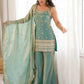 Adorable Sea Green Zari Embroidered Silk Festival Wear Palazzo Suit