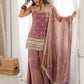 Captivating Purple Zari Embroidered Silk Function Wear Palazzo Suit