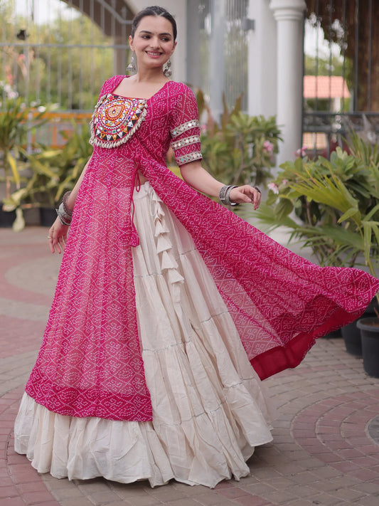 Bandhani Printed Navratri Wear Lehenga With Kurti