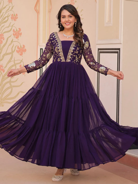 Beautiful Sequins Embroidered Festival Wear Gown