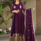 Intricate Georgette Sequins Embroidered Gown With Dupatta