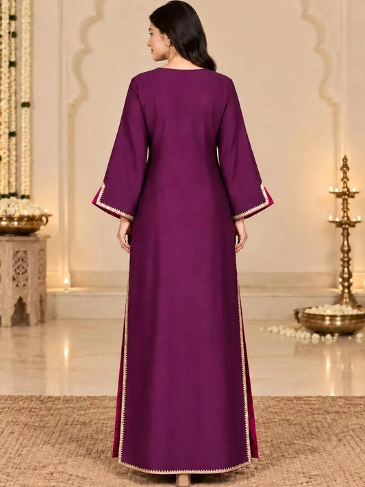 Purple Solid Embellished Gotta Patti Ankle Length Kurta