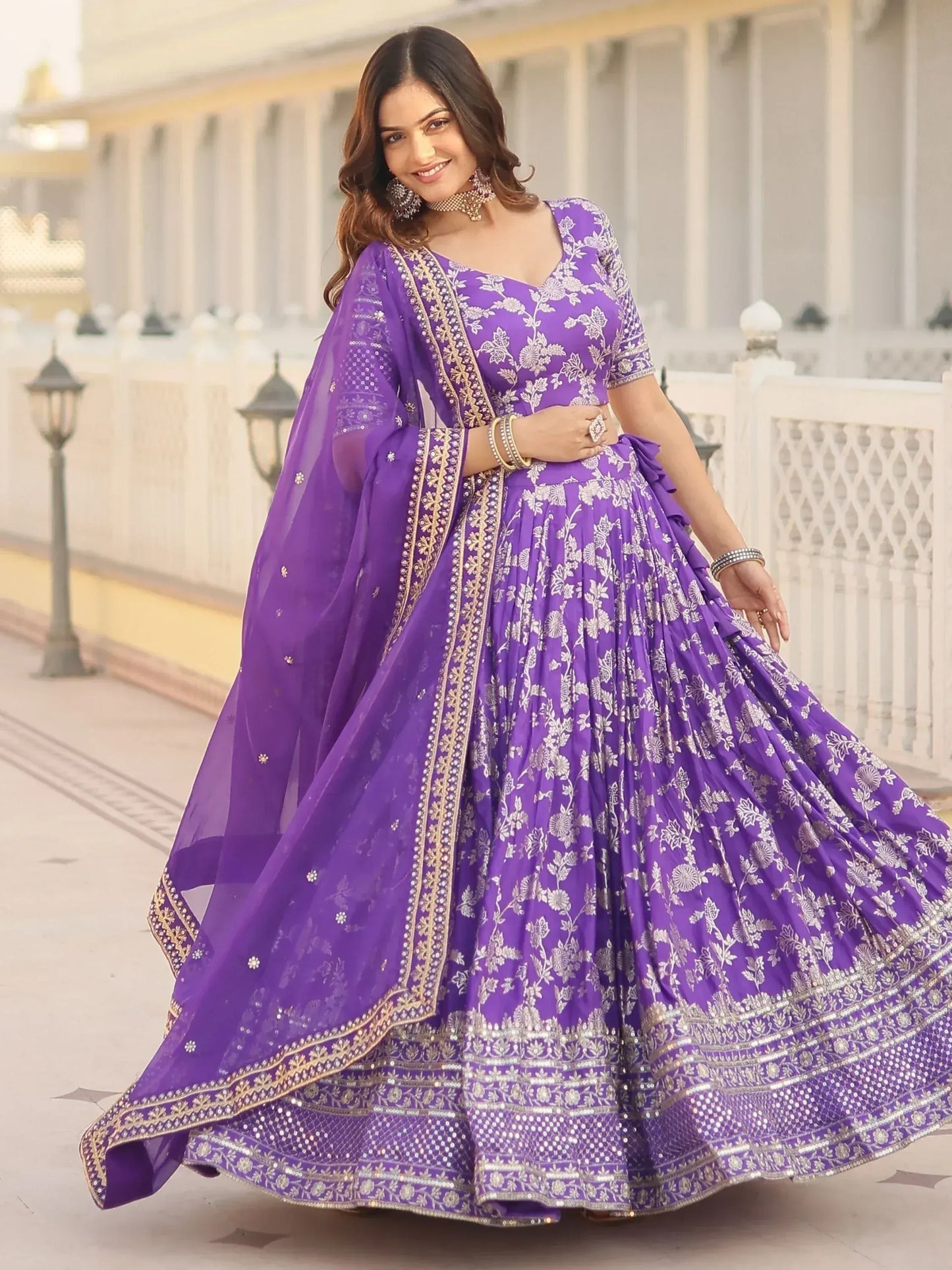 Embroidered Jacquard Reception Ready to Wear Lehenga Choli