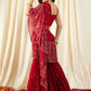 Crop Top with Sharara Saree and frill Dupatta in Ethnic Motifs