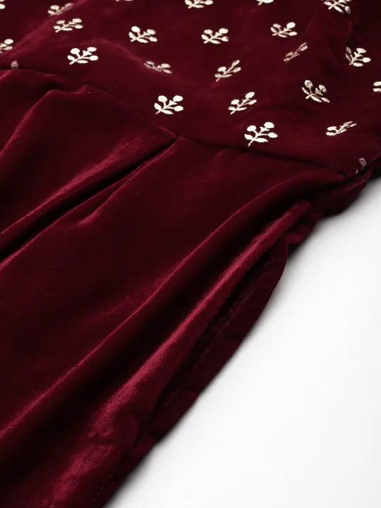 Halter Neck Printed Embroidered Culotte Jumpsuit with Belt