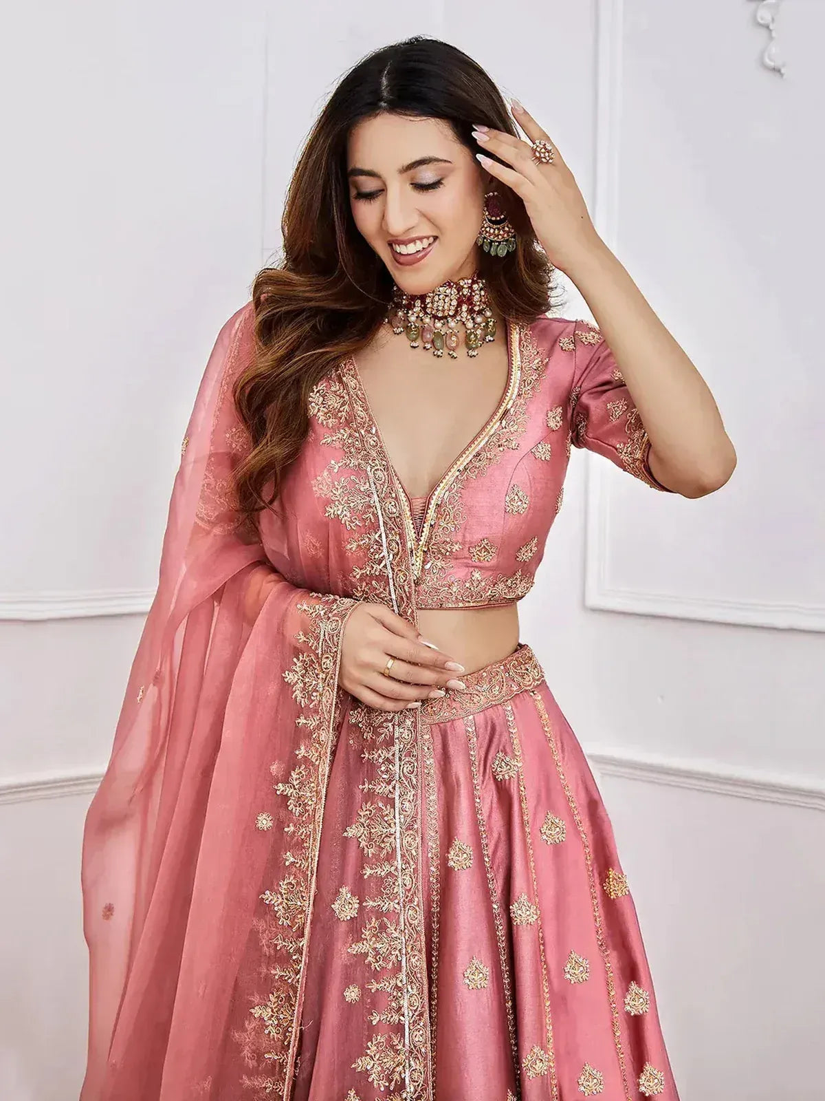 Gorgeous Pink Sequins Art Silk Designer Lehenga Choli With Dupatta