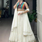 Classic White Georgette Navratri Wear Lehenga With Printed Choli