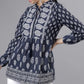 Women Navy Blue & White Printed Tunic