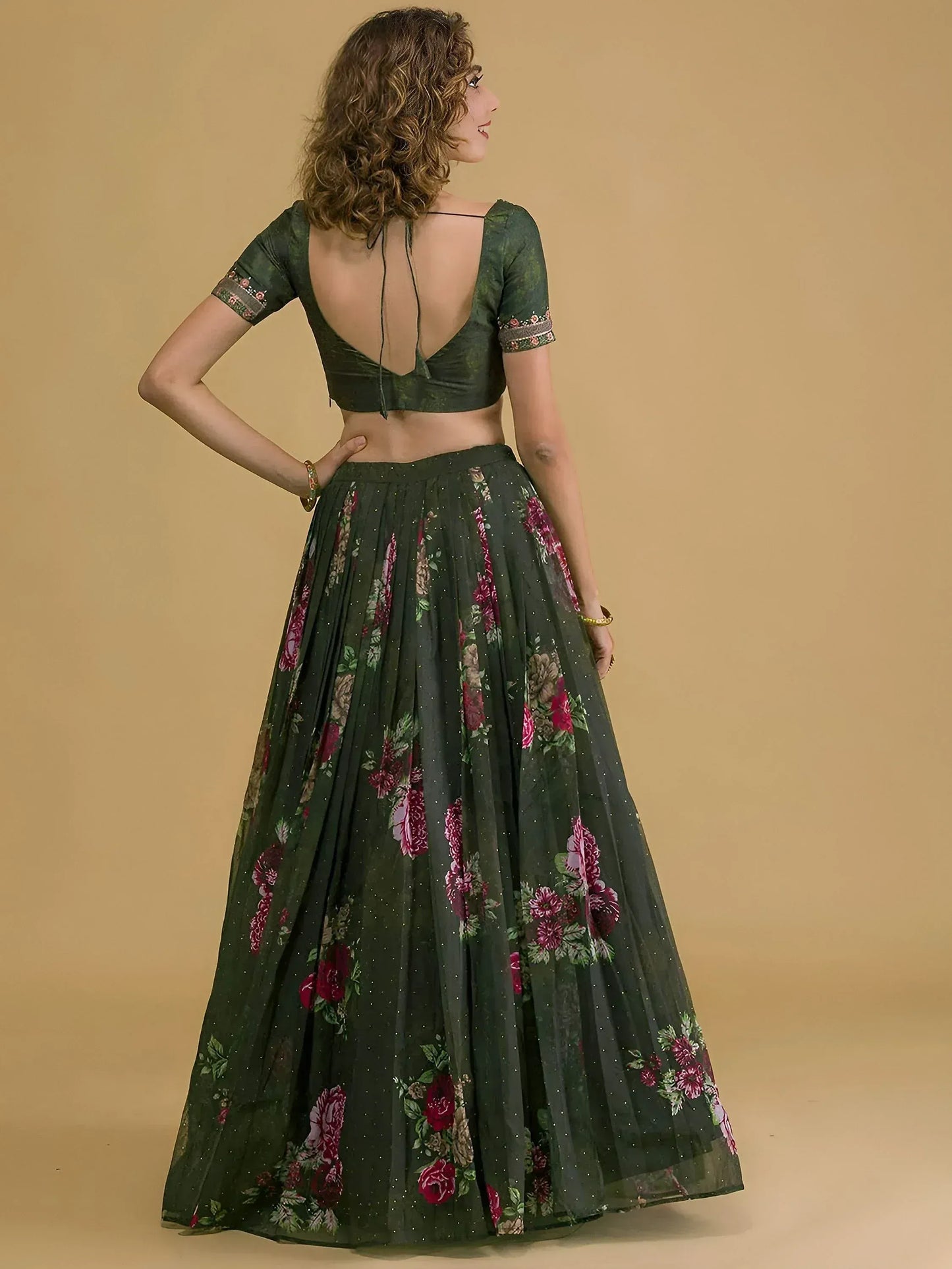 Embroidered Sequinned Semi-Stitched Lehenga & Unstitched Blouse With Dupatta