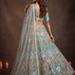 Sparkling Embroidered Net Marriage Wear Lehenga Choli - Pista Green & Lavender