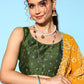 Olive Green & Silver-Toned Printed Ready to Wear Lehenga & Blouse With Dupatta