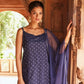 Women's Navy Blue Top to Toe Printed Fusion Sharara Sets With Dupatta