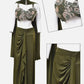 Women Crop Top Skirt Cape Indo Western Set