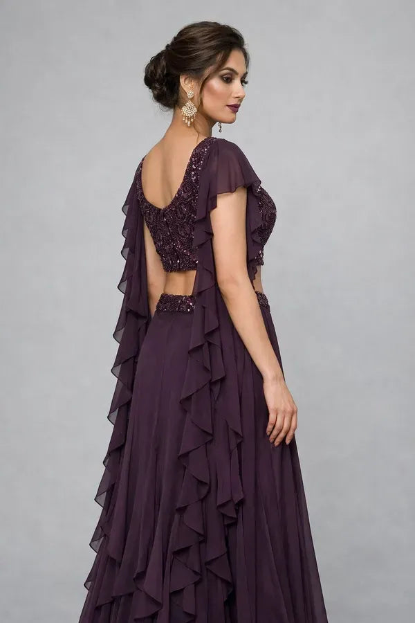 Embellished Indo-Western Women Crop Top Skirt Set