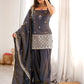 Admirable Grey Dori Embroidered Silk Festive Wear Salwar Suit