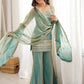 Adorable Sea Green Zari Embroidered Silk Festival Wear Palazzo Suit