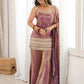 Captivating Purple Zari Embroidered Silk Function Wear Palazzo Suit