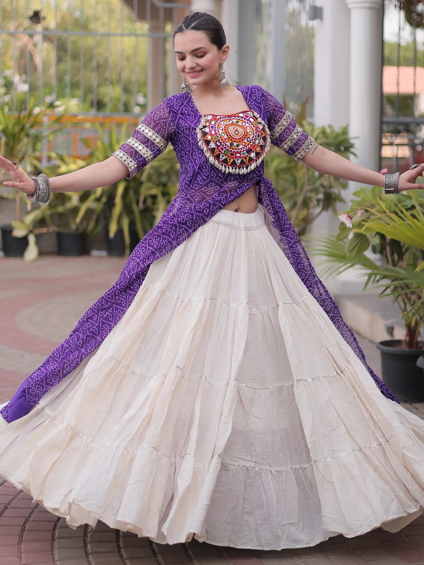 Bandhani Printed Navratri Wear Lehenga With Kurti