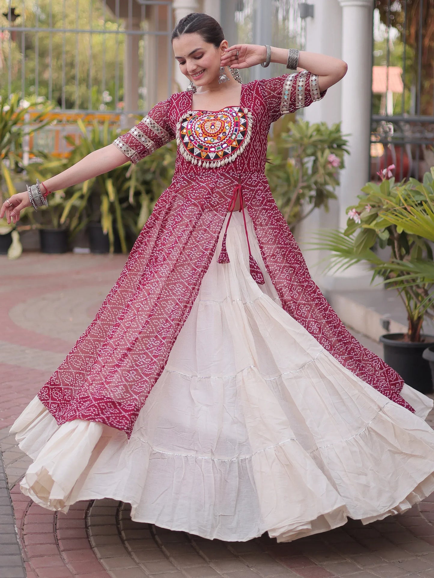 Bandhani Printed Navratri Wear Lehenga With Kurti