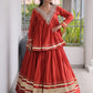 Green Gota-Laced Navratri Wear Lehenga With Peplum Top