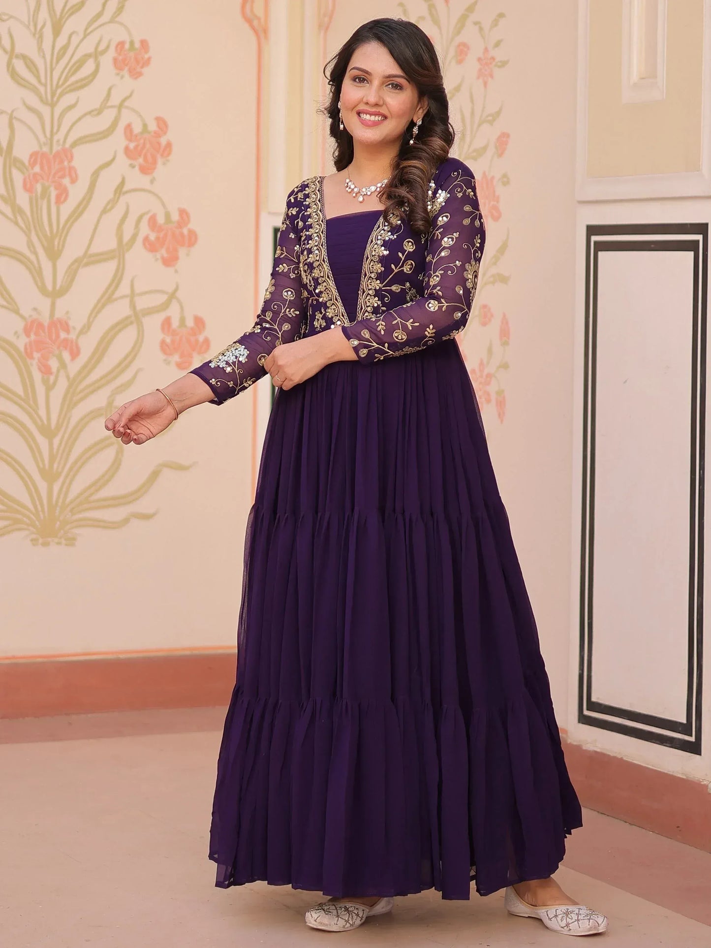 Beautiful Sequins Embroidered Festival Wear Gown