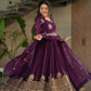 Intricate Georgette Sequins Embroidered Gown With Dupatta
