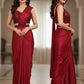 Embroidered Embellished Pre Draped Ready to Wear Lycra Saree Maroon