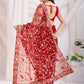 Thread Embroidered Net Party Wear Saree With Blouse - Black, Maroon, Rani Pink