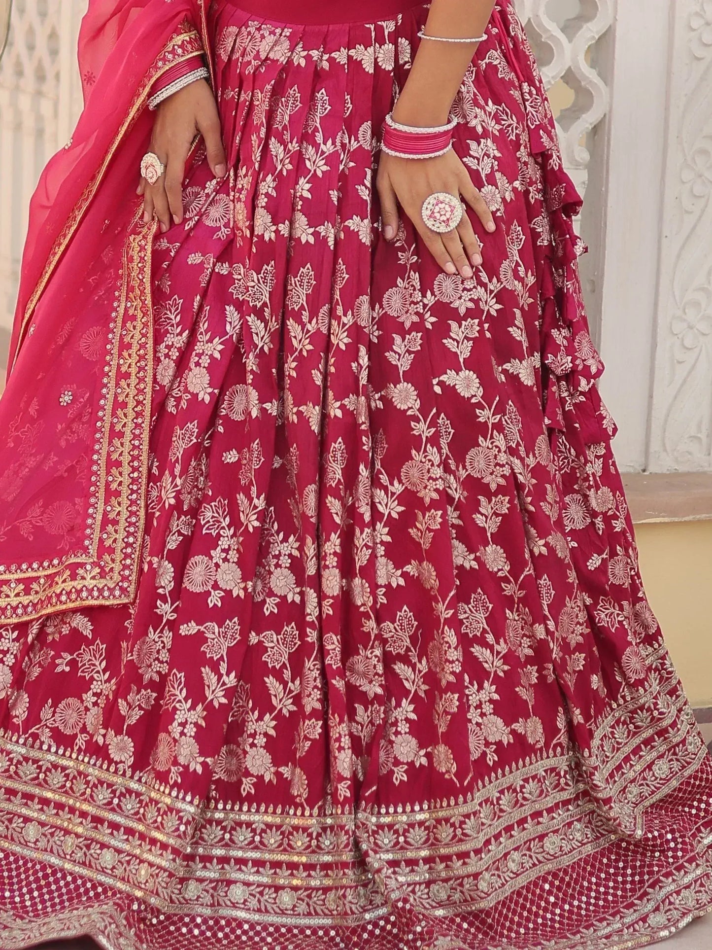 Embroidered Jacquard Reception Ready to Wear Lehenga Choli
