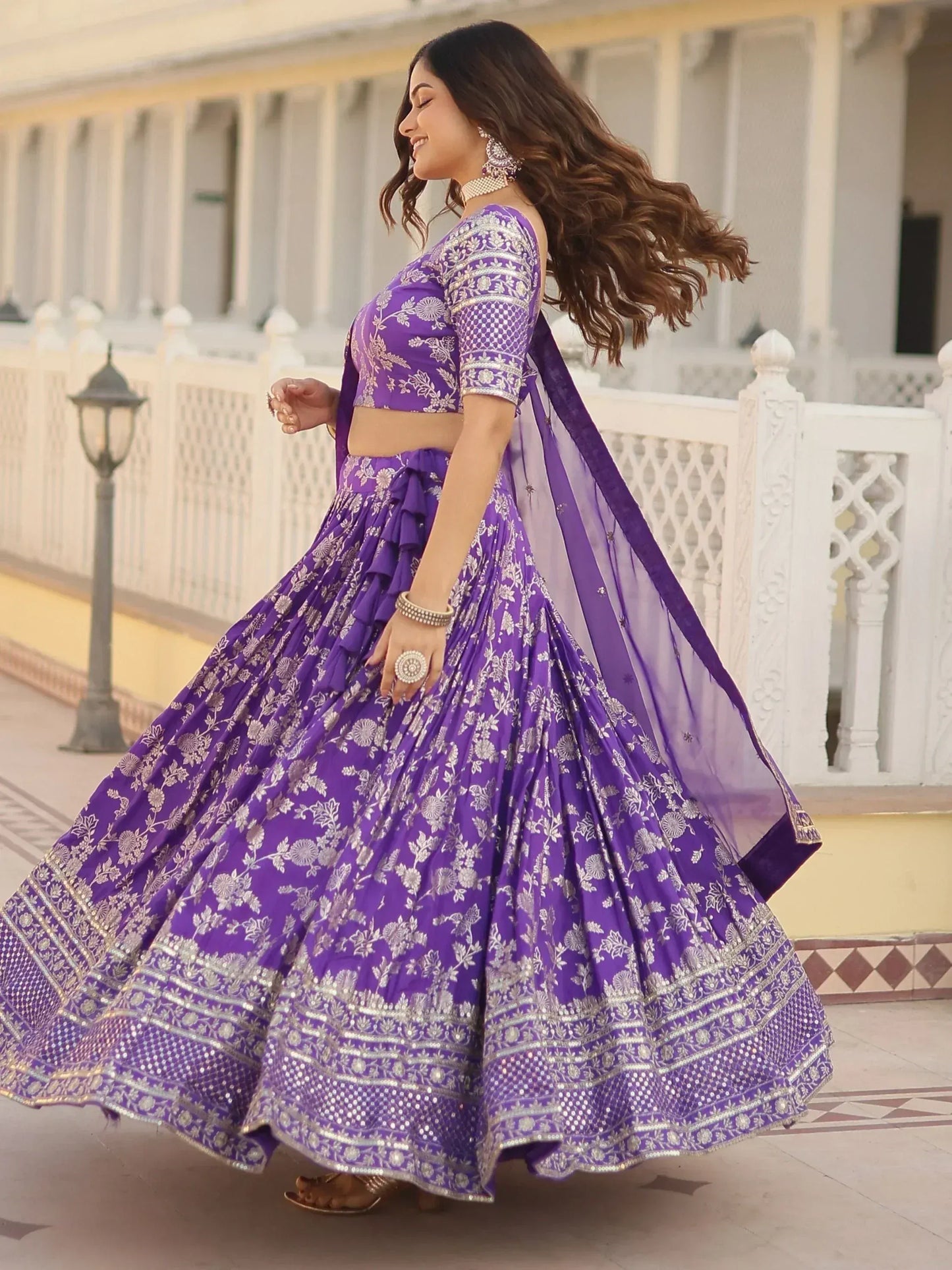 Embroidered Jacquard Reception Ready to Wear Lehenga Choli
