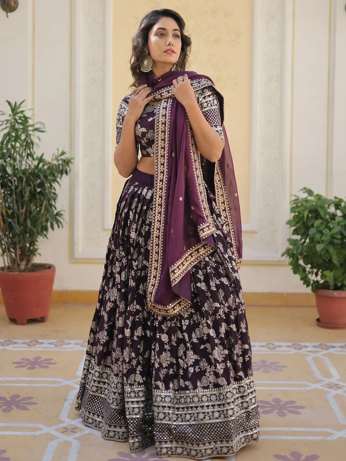 Embroidered Jacquard Reception Ready to Wear Lehenga Choli