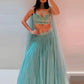 Turquoise Embroidery Georgette Lehenga Set