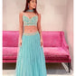 Turquoise Embroidery Georgette Lehenga Set