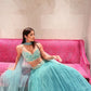 Turquoise Embroidery Georgette Lehenga Set