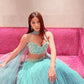 Turquoise Embroidery Georgette Lehenga Set
