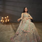 Sea Green Multi Sequins Embroidered Net Semi-Stitched Bridal Lehenga choli