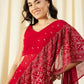Crop Top with Sharara Saree and frill Dupatta in Ethnic Motifs