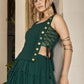 Mirror Work Chiffon Navratri Wear Crop Top Lehenga