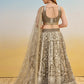 Alluring Brown Net Thread Embroidered Reception Wear Lehenga Choli