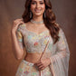 Sequins Off White Net Wedding & Party Wear Lehenga Choli