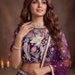 Sequins Net Engagement wear Lehenga Choli with Dupatta- Wine & Navy