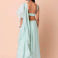 Fabulous Sky-Blue/Pink Embroidered Georgette Reception Wear Lehenga Choli