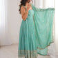 Glorious Sea Green Sequins Georgette Mehendi Wear Anarkali Suit