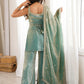 Adorable Sea Green Zari Embroidered Silk Festival Wear Palazzo Suit