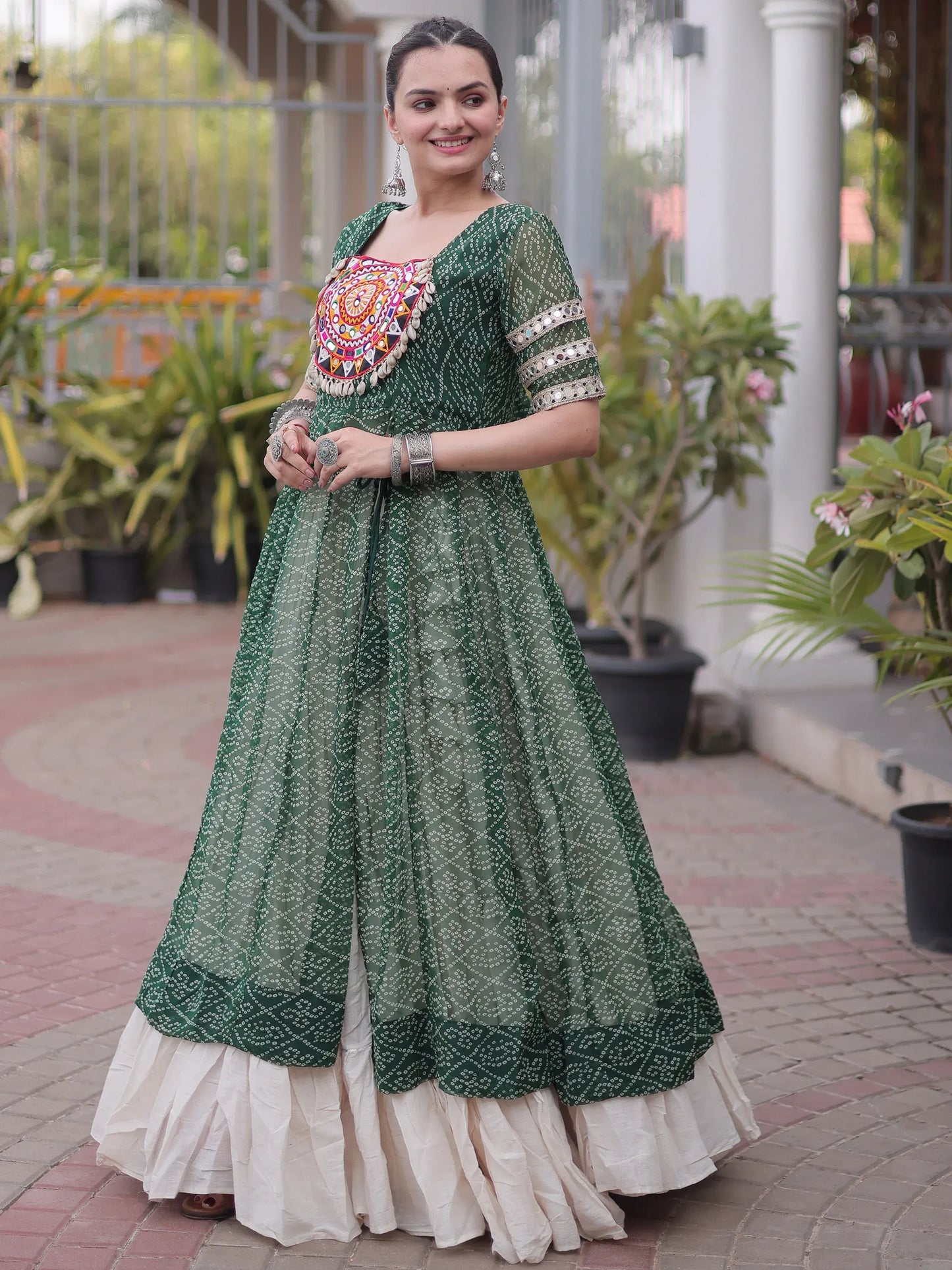 Bandhani Printed Navratri Wear Lehenga With Kurti
