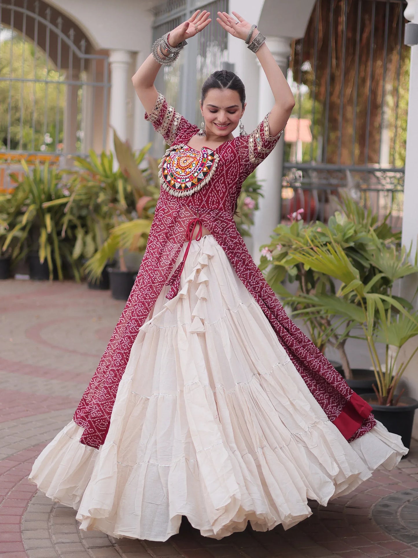 Bandhani Printed Navratri Wear Lehenga With Kurti