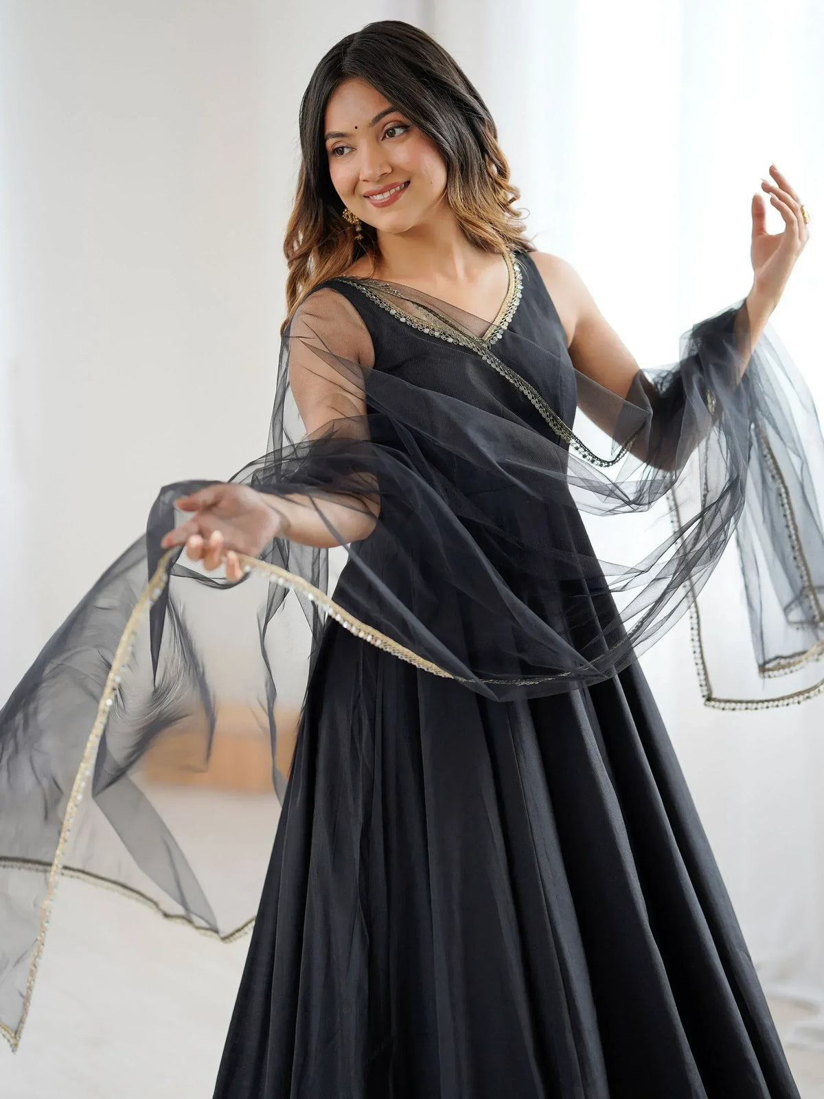 Chanderi Silk Lace Work Festive Wear Anarkali Suit