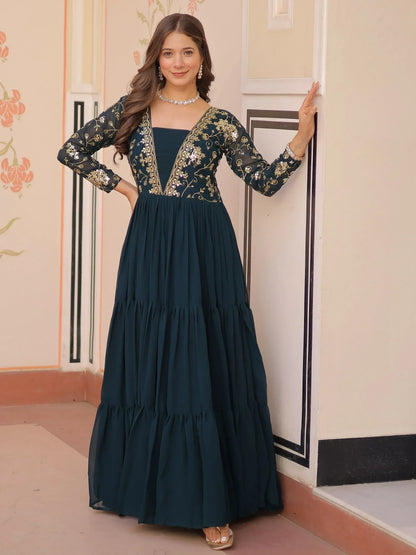 Beautiful Sequins Embroidered Festival Wear Gown