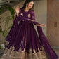Intricate Georgette Sequins Embroidered Gown With Dupatta